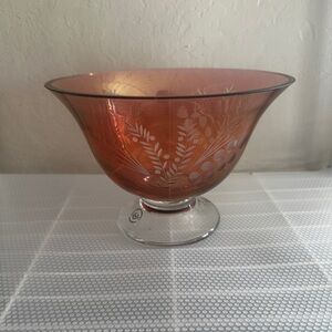 Lenox Pink Etched Glass Bowl